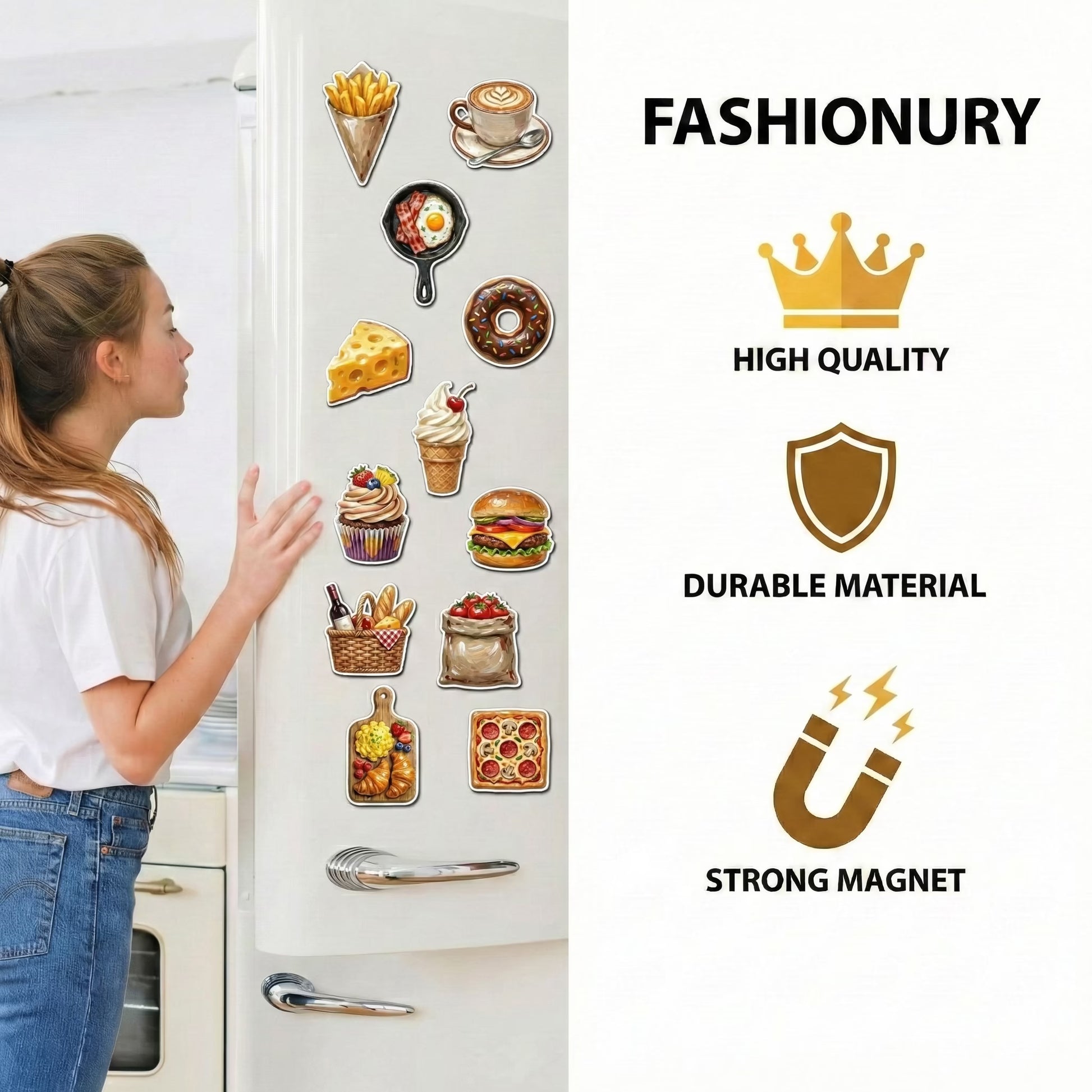 Buy Online Fashionury MDF Wooden Food Fridge Magnets (Set of 12)