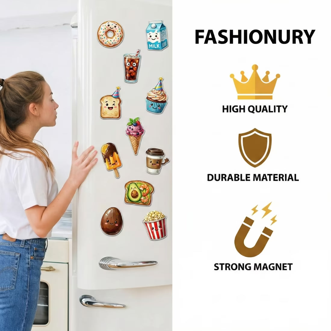 Buy Online Fashionury MDF Wooden Food Fridge Magnets (Set of 11)