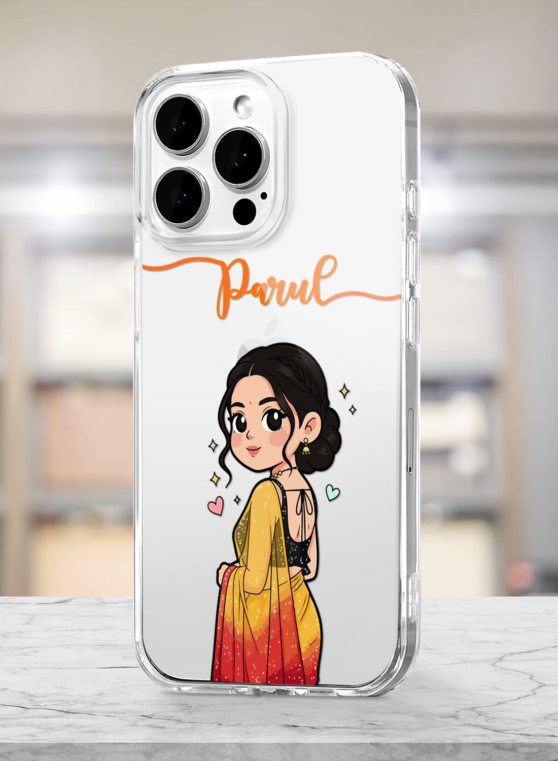 Cute Saree Girl Printed Clear Silicone Back Cover