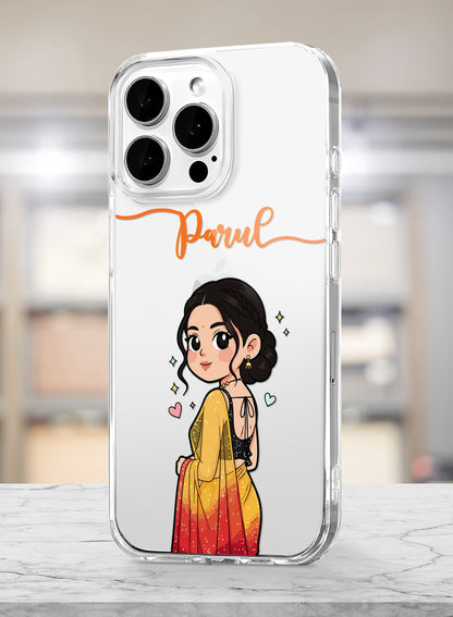 Cute Saree Girl Printed Clear Silicone Back Cover