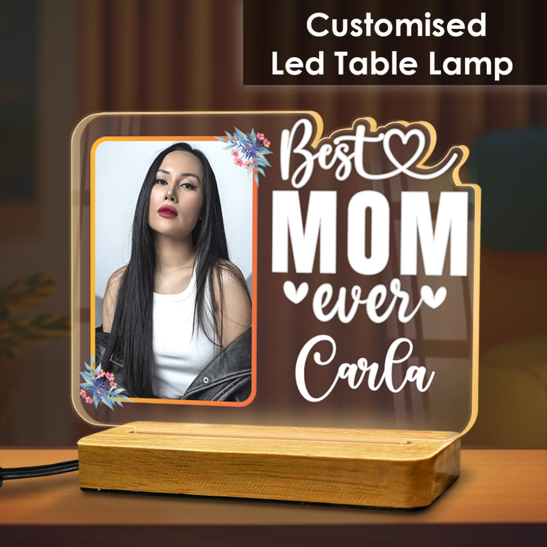 Personalized Best Ever Acrylic LED Lamp Wooden Base | Fashionury