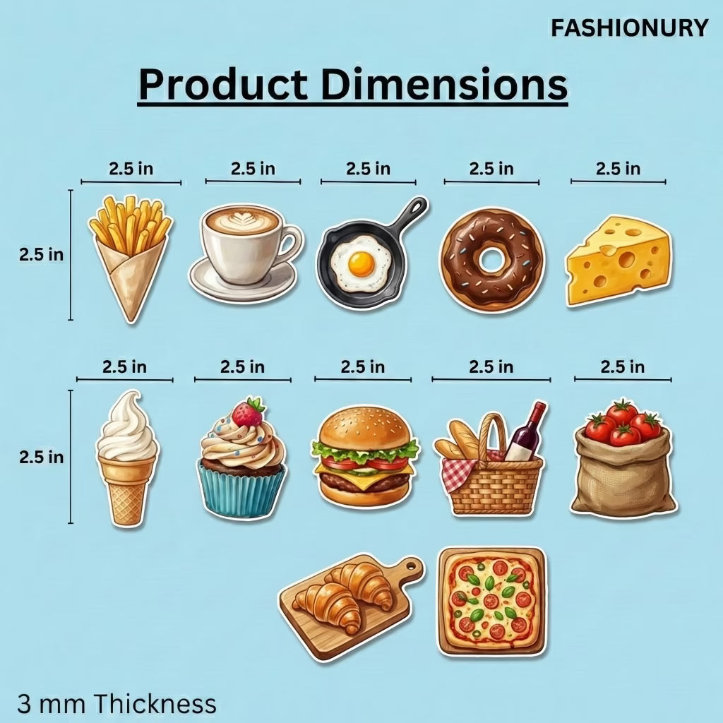 Buy Online Fashionury MDF Wooden Food Fridge Magnets (Set of 12)