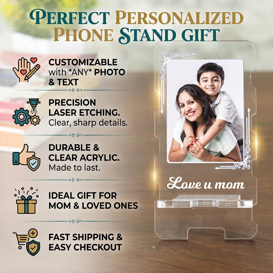 Custom Acrylic Phone Stand with Photo | Fashionury