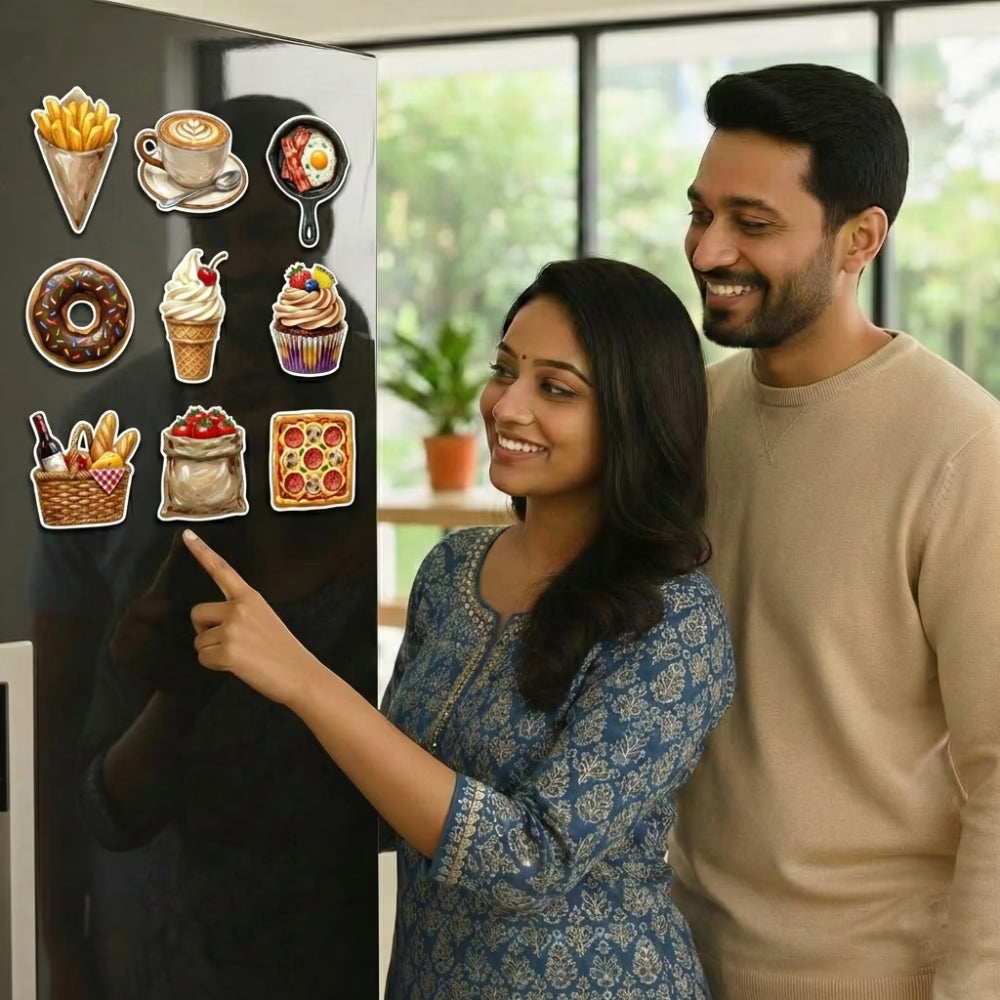 Buy Online Fashionury MDF Wooden Food Fridge Magnets (Set of 12)