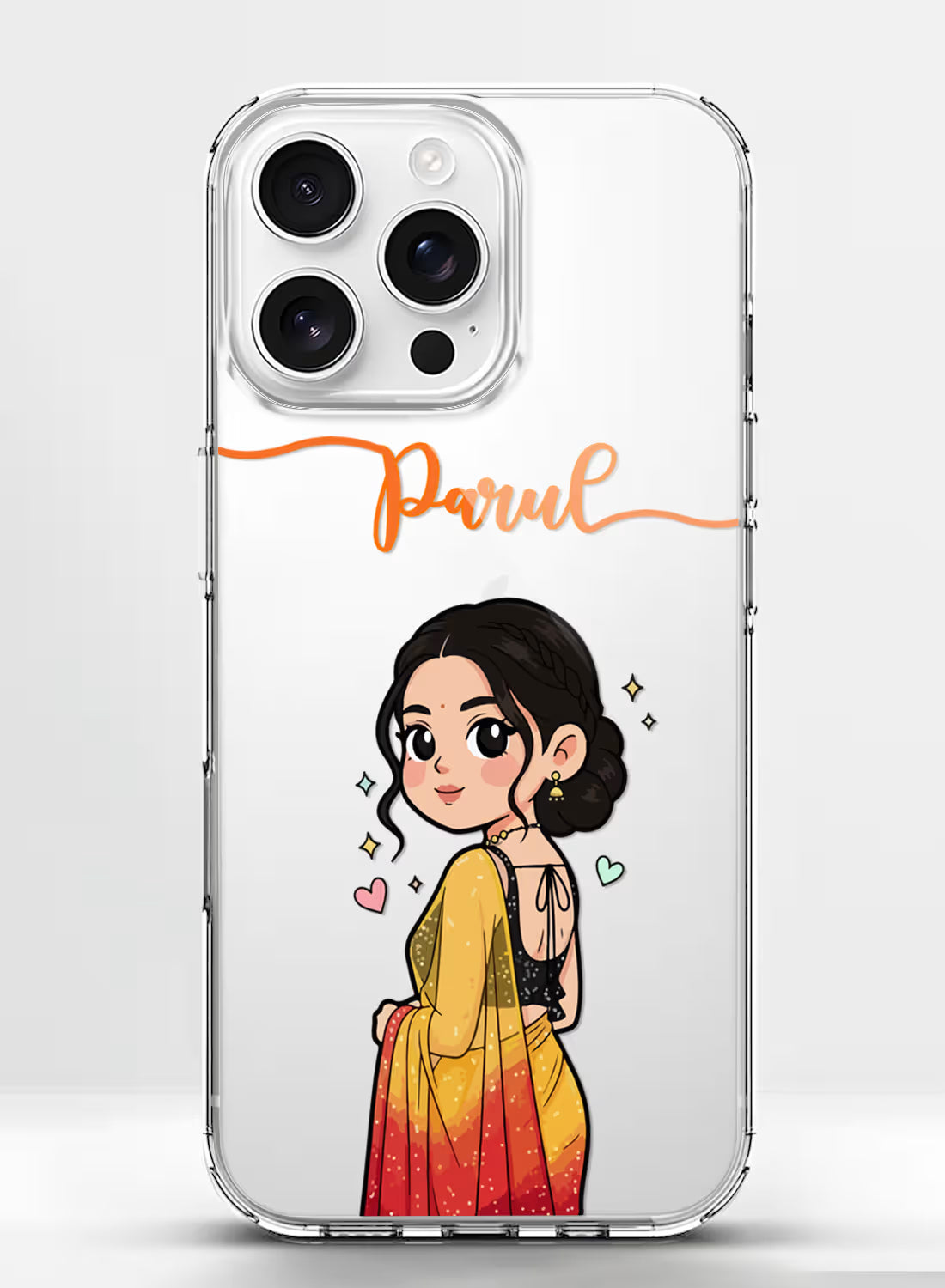 Cute Saree Girl Printed Clear Silicone Back Cover