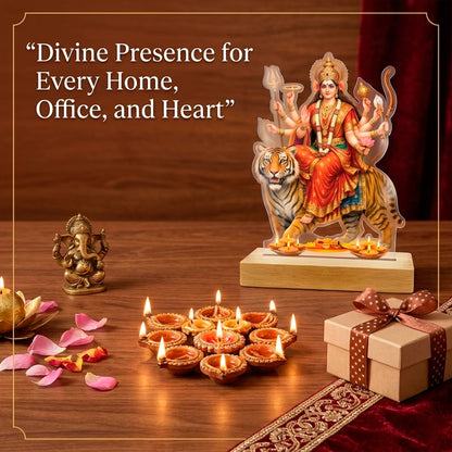 Buy Online Fashionury Acrylic Spiritual tabletop Maa Durga's Acrylic frame - Wooden Stand-D3