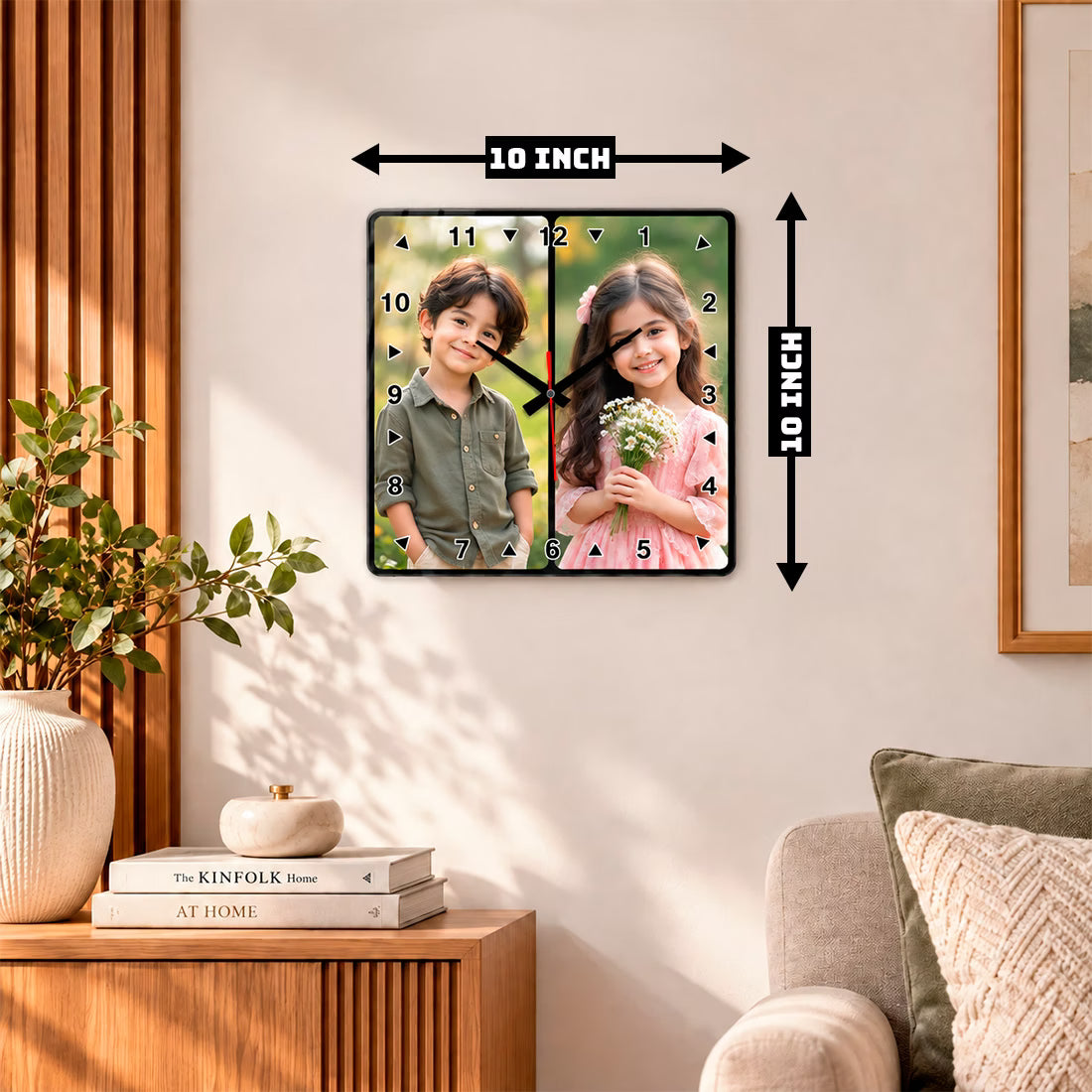 Acrylic Wall Clock - 2 Photo Collage Square