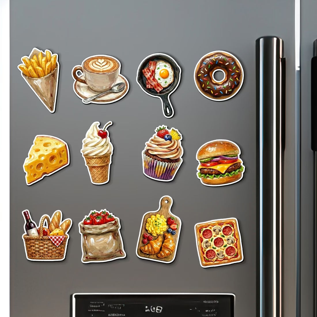 Buy Online Fashionury MDF Wooden Food Fridge Magnets (Set of 12)