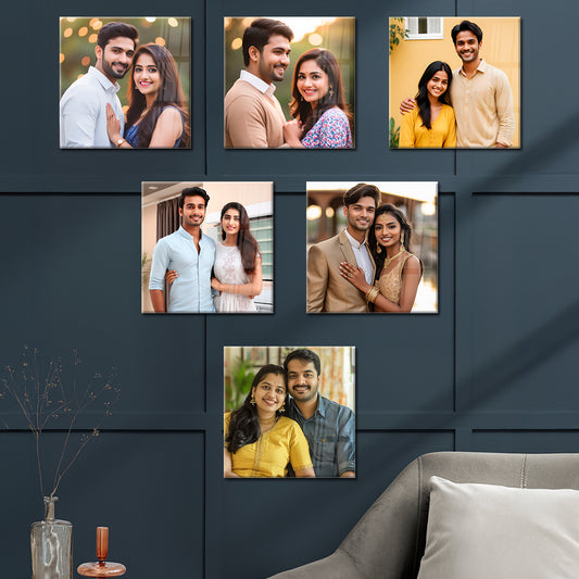 Fashionury 6 Piece Acrylic Wall Photo Frame Set – Customised acrylic frames for home décor and gifting.