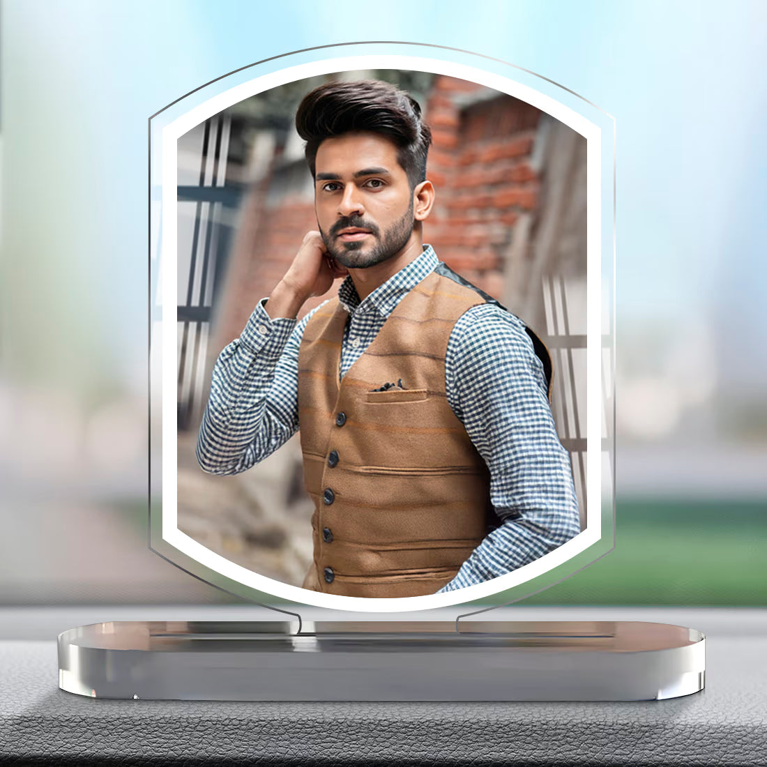 Buy Online Fashionury Car Decor Acrylic Car Dashboard Photo Frame- Oval Portrait