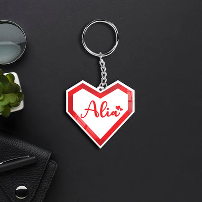 Acrylic Custom Heart Keychain with Name