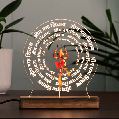 Buy Online Fashionury Acrylic Spiritual Lamp Acrylic LED Om Namah Shivaya Lamp - Wooden Stand