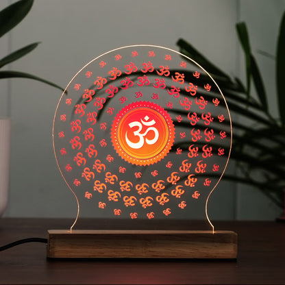 Buy Online Fashionury Acrylic Spiritual Lamp Acrylic LED Om Sign Lamp - Wooden Stand