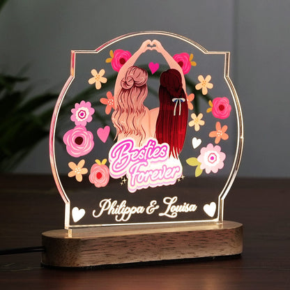 Side View of Fashionury Custom Name Acrylic Name LED Lamp with Wooden Base - Bestie Forever
