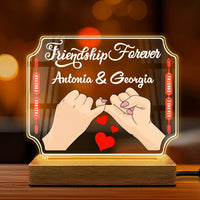Acrylic Name LED Lamp with Wooden Base - Friendship Forever