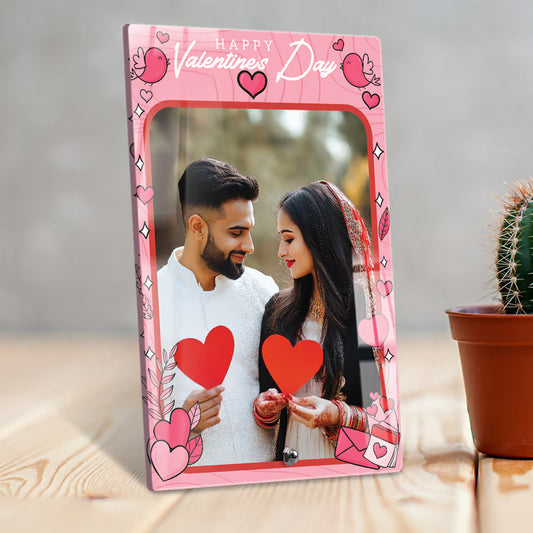 Valentine's Day photo frame with a couple holding hearts for tabletop decor