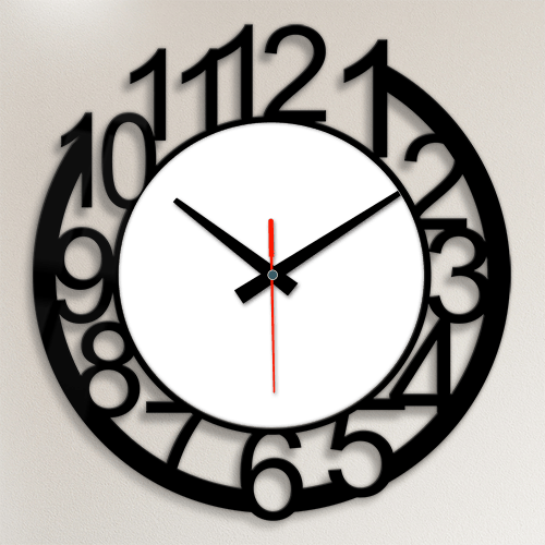 Preview of Glossy Finish Custom Acrylic Clock with Big Black Numbers and Photo Print
