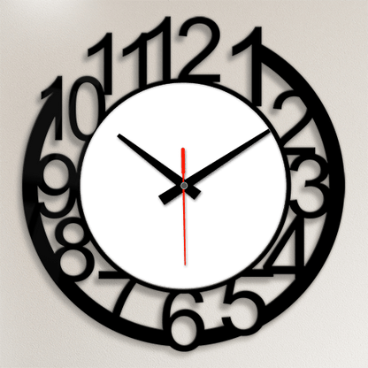 Preview of Glossy Finish Custom Acrylic Clock with Big Black Numbers and Photo Print