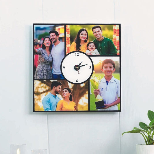 Custom 4 layout Photo Square Acrylic wall Clock perfect for Family or Friendship Gift - Fashionury