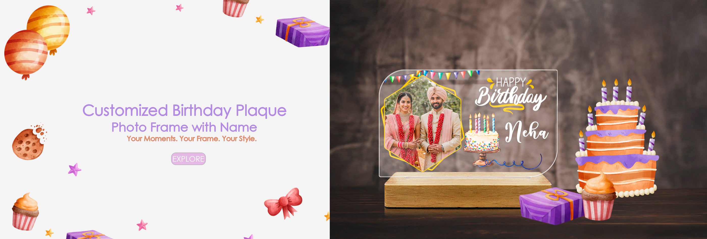 Unique customised birthday photo frame with text - fashionury