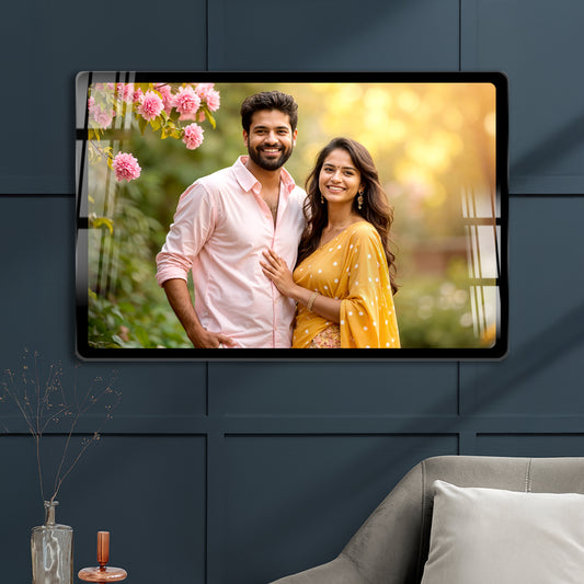 Acrylic personalized wall Photo Frame with black border landcape design by Fashionury Online 