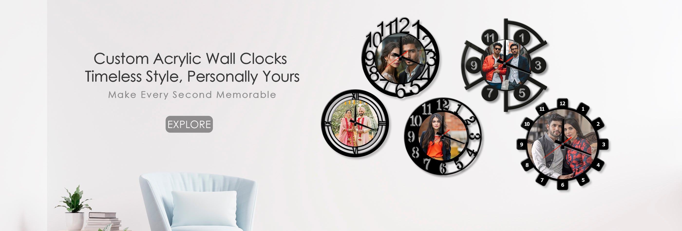 Fashionury Wall Clock with Picture – Unique Gift