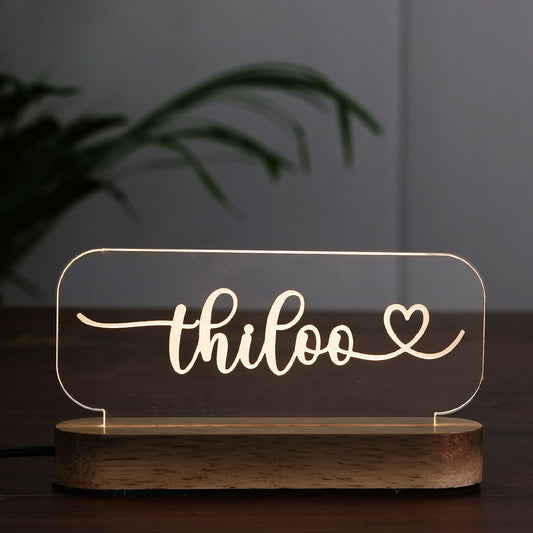 Engraved Name LED Night Lamp – Heart Name