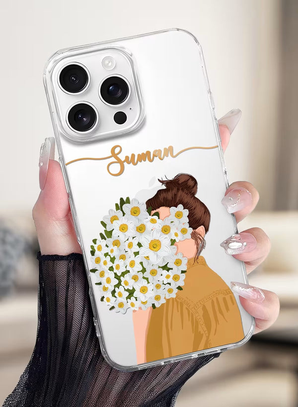 Personalized Floral Girl Aesthetic UV Print Silicone Case