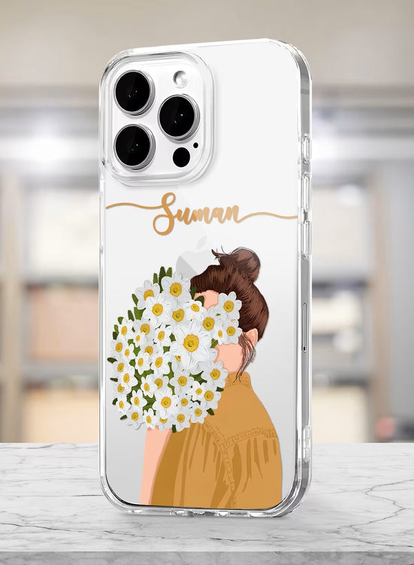 Personalized Floral Girl Aesthetic UV Print Silicone Case