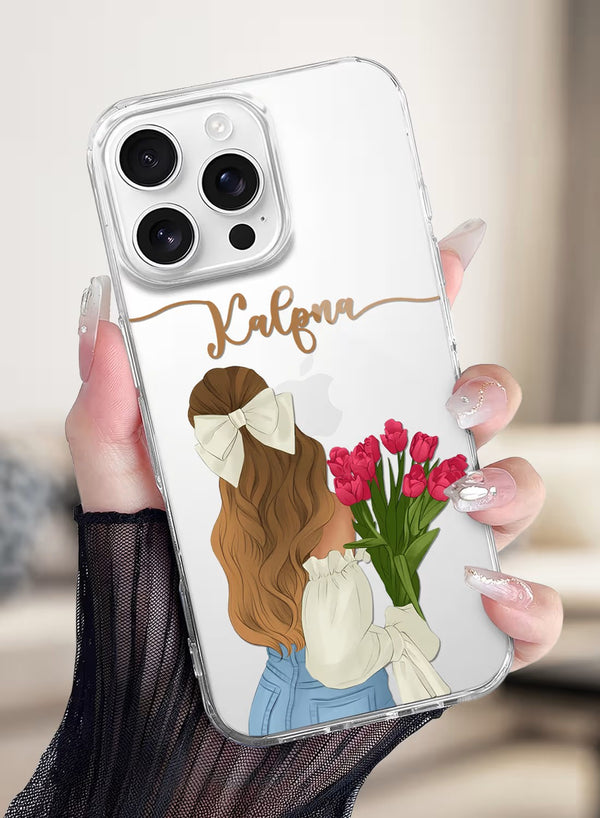 Custom Floral Girl Aesthetic Personalized Phone Cover