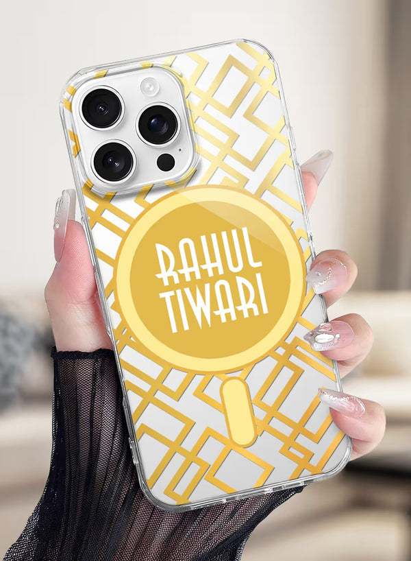 Custom Gold Geometric Circle Pattern Clear Phone Case