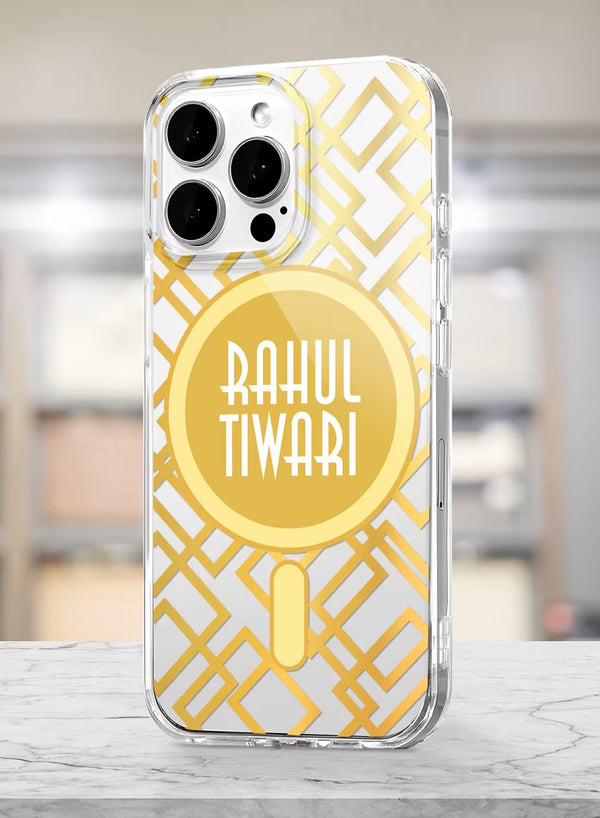 Custom Gold Geometric Circle Pattern Clear Phone Case