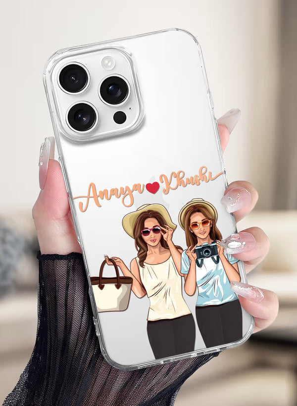 Personalized Best Friends Travel Theme Clear Phone Case