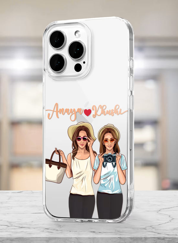 Personalized Best Friends Travel Theme Clear Phone Case
