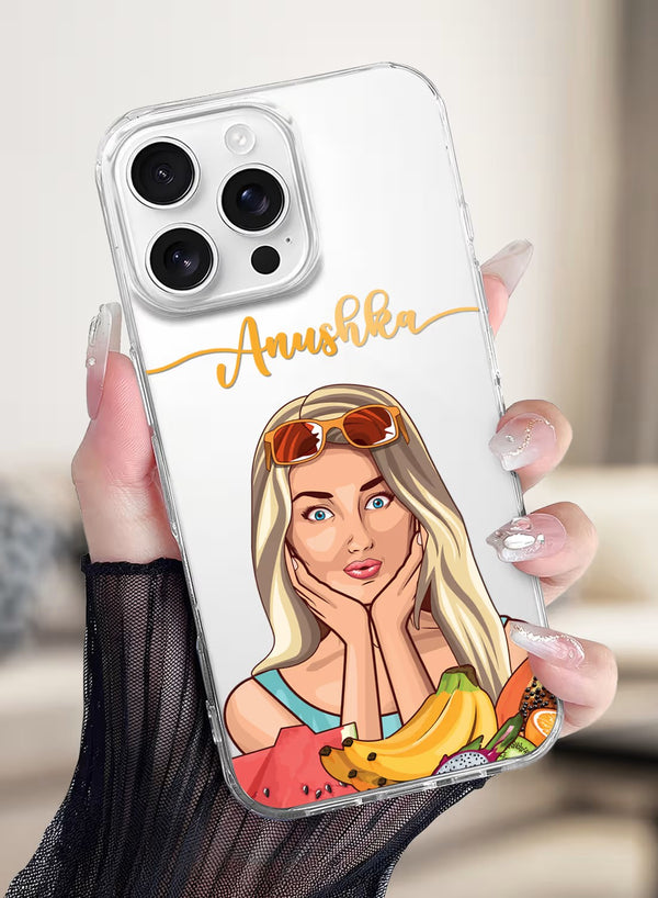 Custom Name Summer Girl Tropical Fruit Clear Phone Case