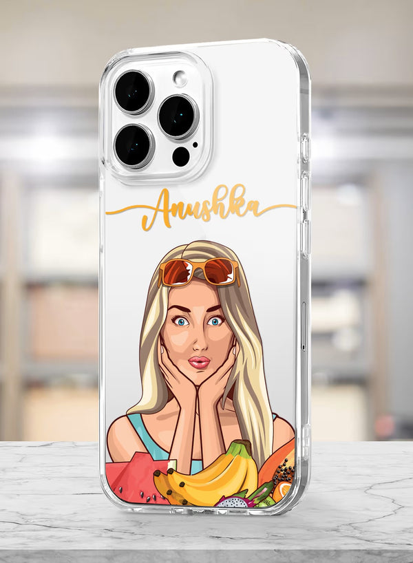 Custom Name Summer Girl Tropical Fruit Clear Phone Case