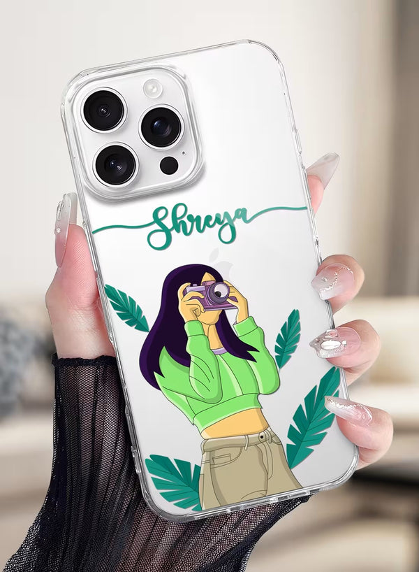 Personalized Aesthetic Photographer Girl Clear Phone Case