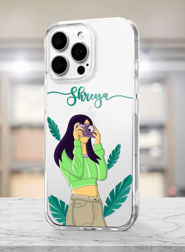 Personalized Aesthetic Photographer Girl Clear Phone Case
