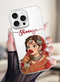 Personalized Indian Bridal Portrait Clear Phone Cover