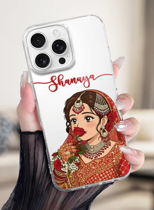 Personalized Indian Bridal Portrait Clear Phone Cover