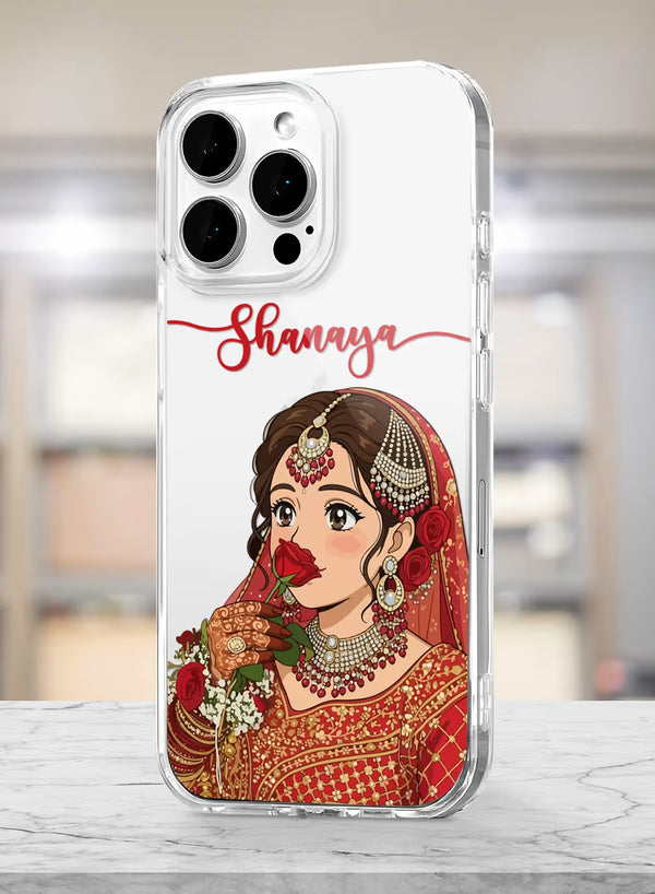 Personalized Indian Bridal Portrait Clear Phone Cover