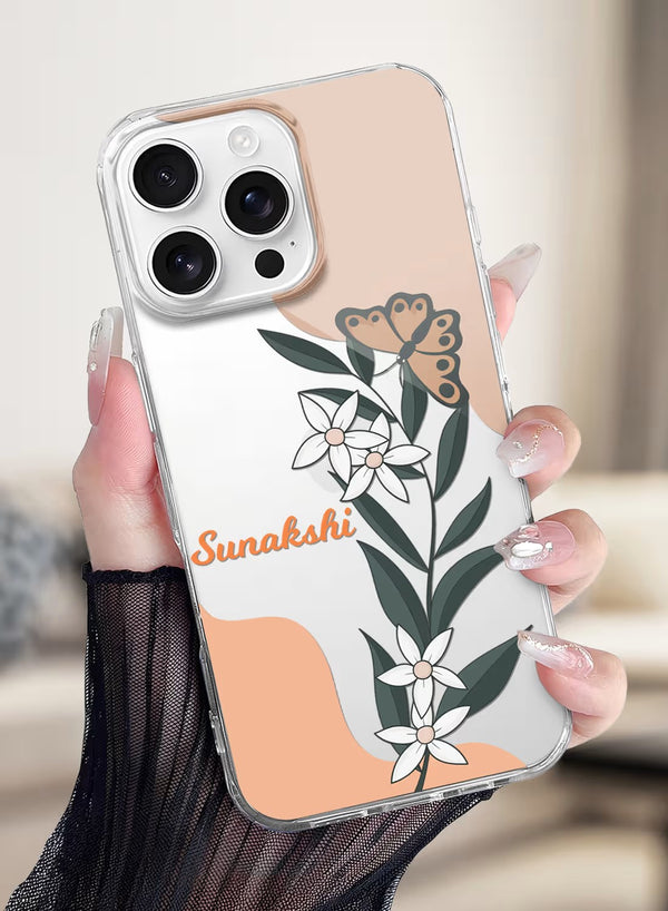 Custom Name Botanical Butterfly Clear Silicone Phone Case