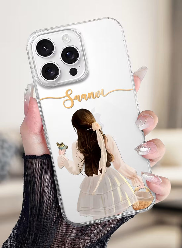 Personalized Aesthetic Butterfly & Picnic Girl Clear Case