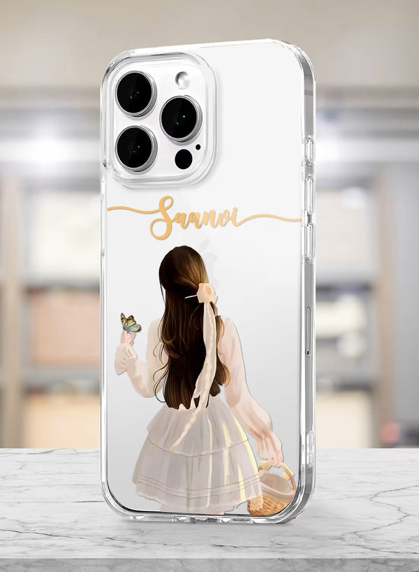 Personalized Aesthetic Butterfly & Picnic Girl Clear Case