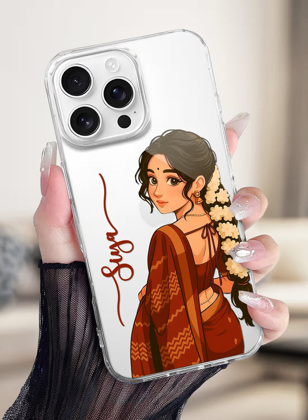Personalized Traditional Indian Ethnic Girl Clear Phone Case