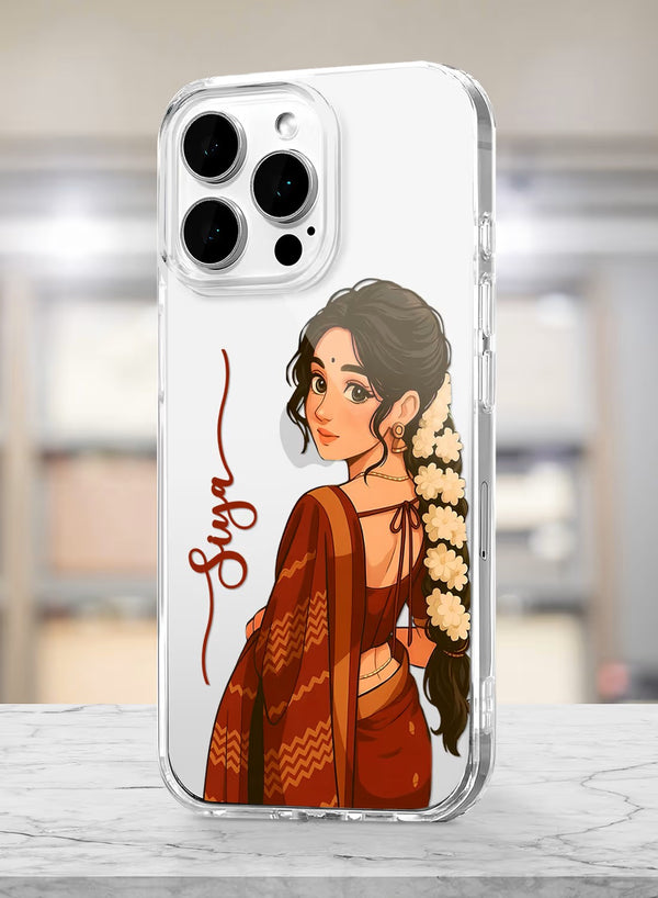 Personalized Traditional Indian Ethnic Girl Clear Phone Case