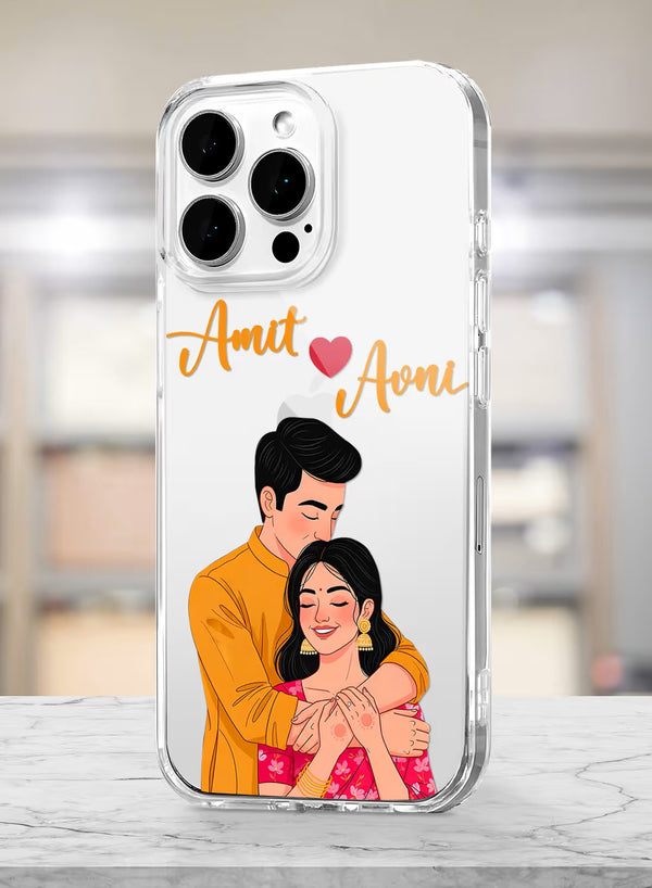 Custom Couple Name Portrait Clear Silicone Phone Case