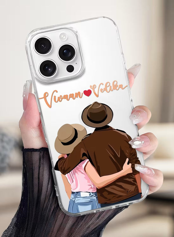 Personalized Romantic Couple Adventure Clear Phone Cover