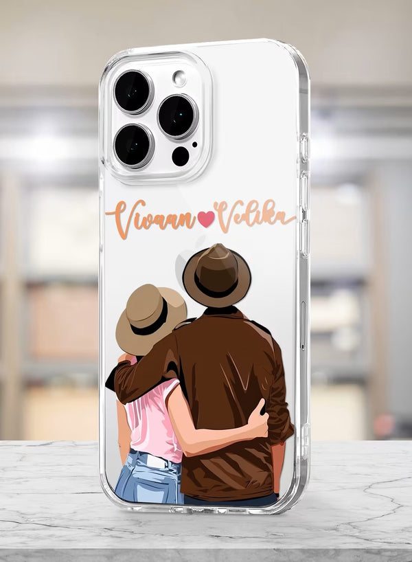 Personalized Romantic Couple Adventure Clear Phone Cover