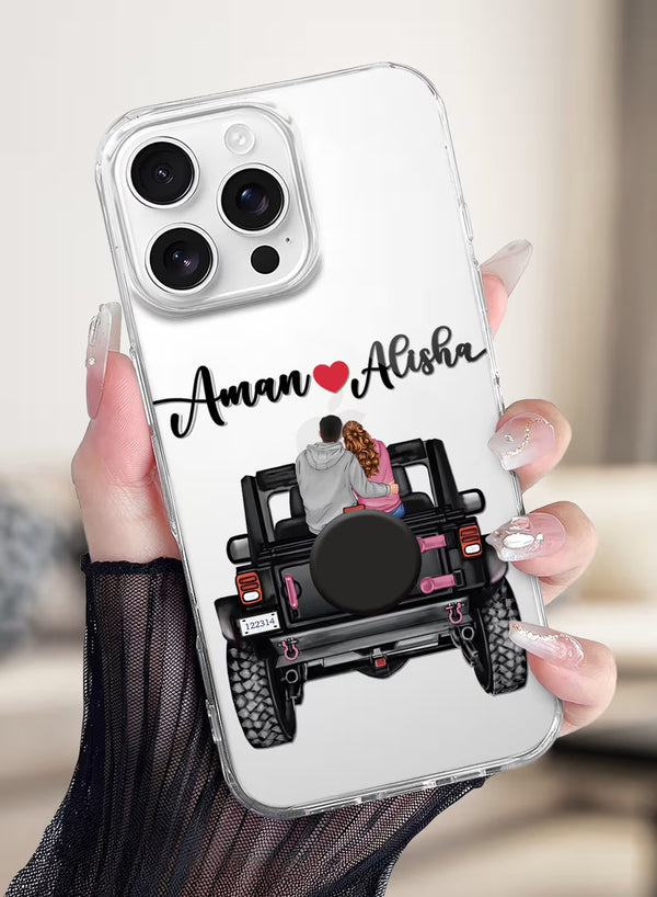 Personalized Couple Jeep Road Trip Clear Silicone Case